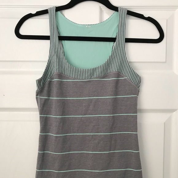 Lululemon Beautiful Grey & Teal Striped Tank - Picture 2 of 5